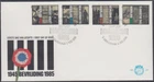 NETHERLANDS Sc 665-8 FDC 40th ANN LIBERATION of the CAMPS, with JUDE BADGE