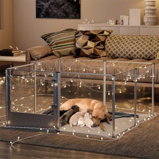 XXXL Acrylic Dog Playpen Pet Enclosure Fertility Cage Indoor Enclosure Box w/Mat