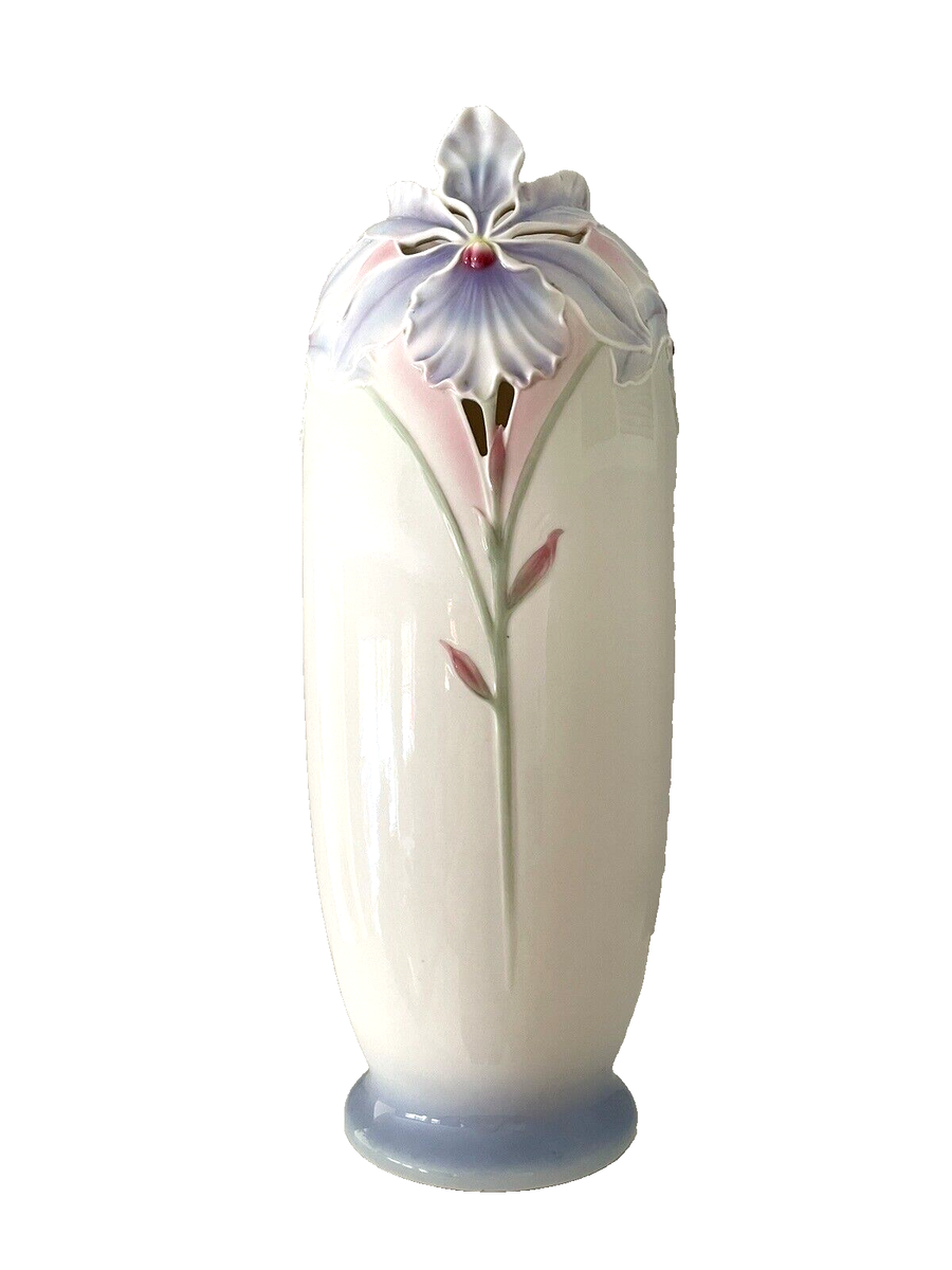 POLONIA 花瓶 Franz Collection VASE Orchids Open Work Porcelain XP1823 Signed
