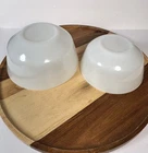2 Anchor Hocking Fire King Mixing Nesting Tapered Bowls Milk White Glass 8” & 7”