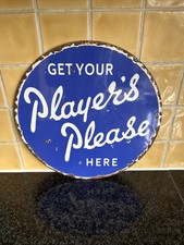 Round Get Your Players Please Here Enamel Cigarette Advertising Sign