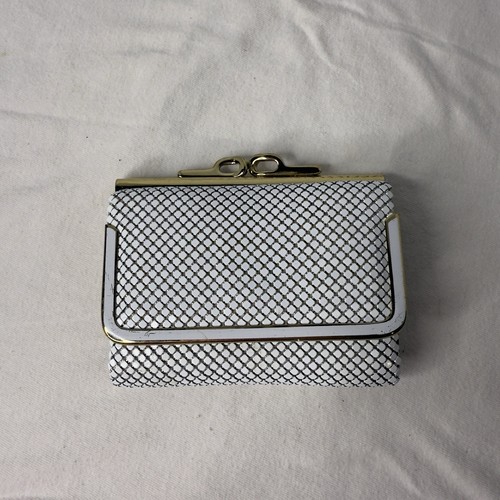 Cartera de noche vintage de malla metálica blanca con correa de cadena y billetera a juego - Imagen 9 de 12
