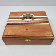 Ashton Cabinet No 7 Cigar Box Wood 8x7x3 Inch EMPTY Tobacciana