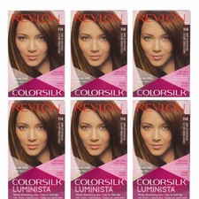 6-pk New Revlon ColorSilk Luminista, Permanent Hair Color, 114 Dark Golden Brown