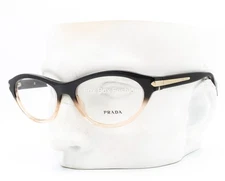 Prada Eyeglasses VPR 18P QFJ-1O1 Glasses Gloss Black Clear Beige 54mm No Case