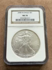 2008 W AMERICAN SILVER EAGLE $1 NGC MS70 - PERFECT