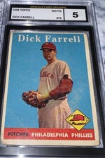 1958 TOPPS #76 DICK FARRELL YELLOW TEAM SSP Error UCG 5