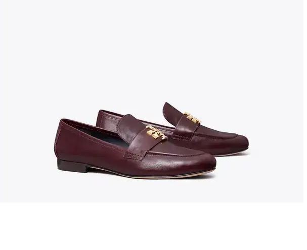Brand New Tory Burch sz 7 Dark Carmine Calf Leather Logo Slip On Loafer 158204 thumbnail 3