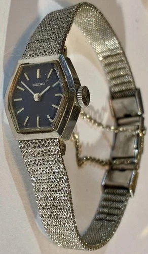 🧿🧿2 Ultra Rare Vintage Blue Navy Mechanical SEIKO Women Watch 70s🧿🧿