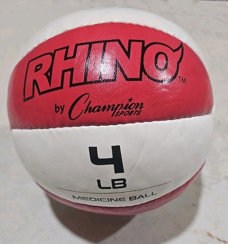 Champion Sports Rhino Leather Medicine Ball, 4 lb, Red/White