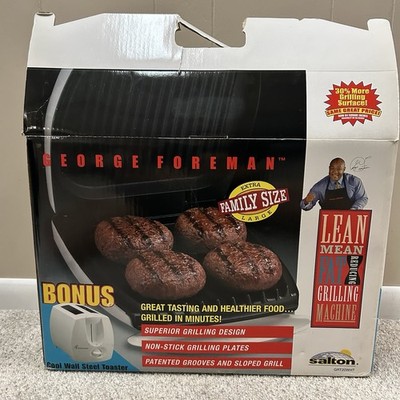 George Foreman Grill Extra Family Size Large with Toaster GRT20WHT New Open Box