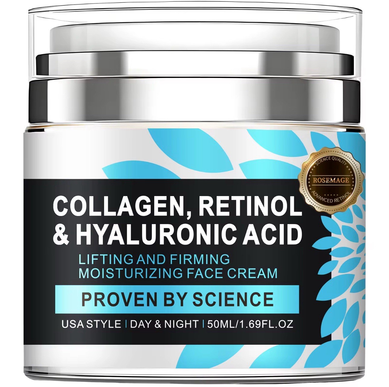 Collagen Cream for Face with Airless Pump Anti-Aging Botanical Stem Cells 1.7oz