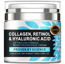 Collagen Cream for Face with Airless Pump Anti-Aging Botanical Stem Cells 1.7oz