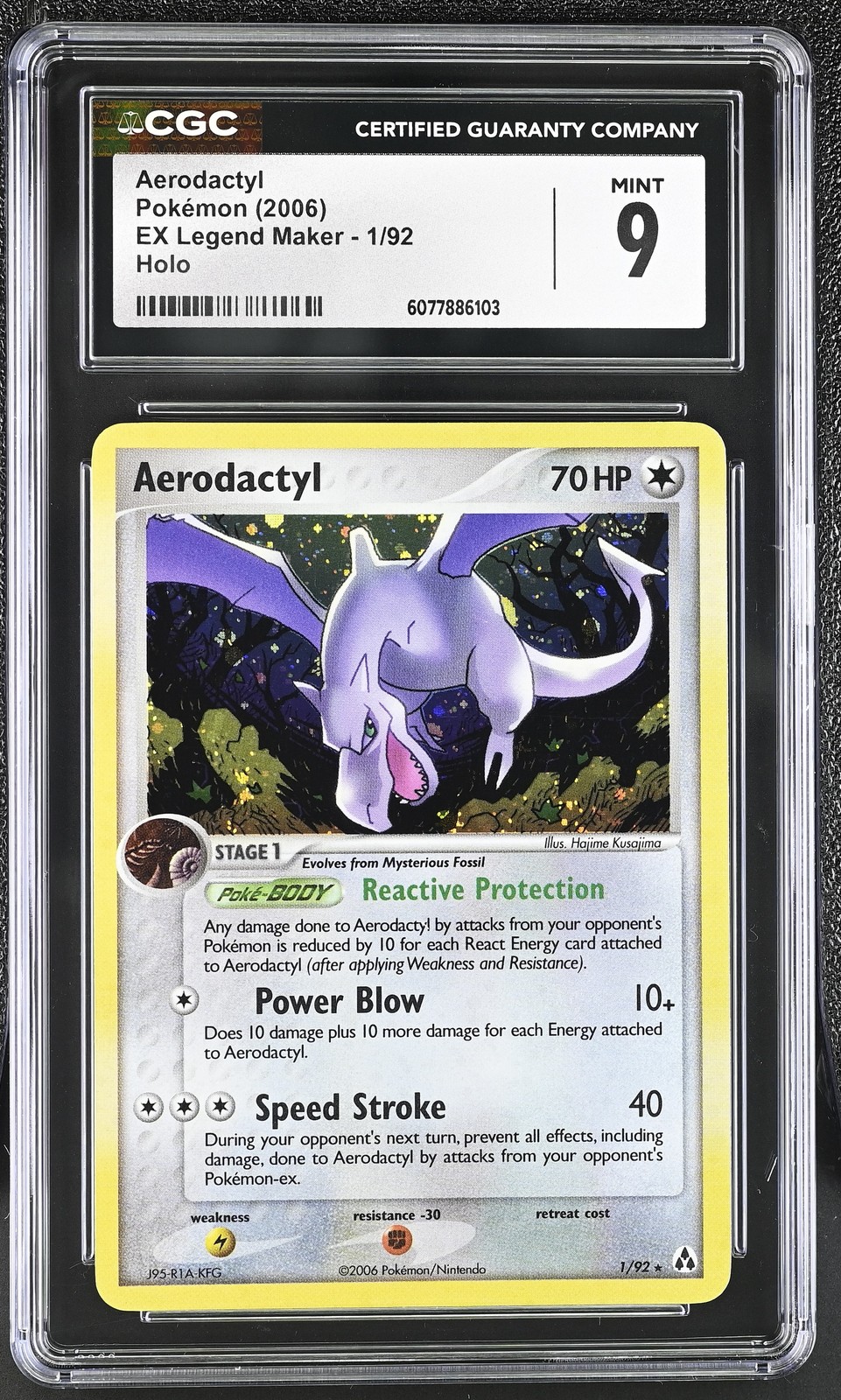 CGC 9 MINT Aerodactyl 2006 EX Legend Maker 1/92 Holo Pokemon Card
