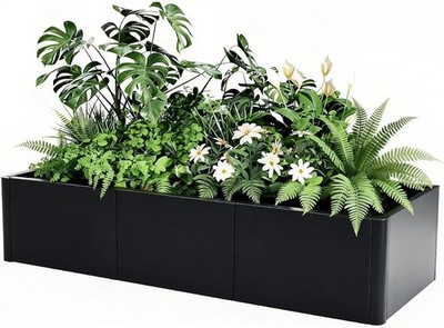 54x20 Zoll Rechteckige Metallpflanzer Runde Ecke erhöhte Gartenbett für Patio