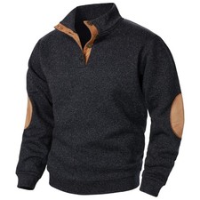 Autumn Winter Men  s Stand Collar Long Sleeve Casual Knitted Pullover Sweater Top