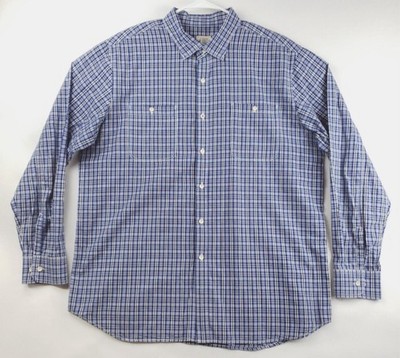 Howe Shirt Mens 2XL Blue Black Check Cotton Creative Workforce Pockets Button-Up