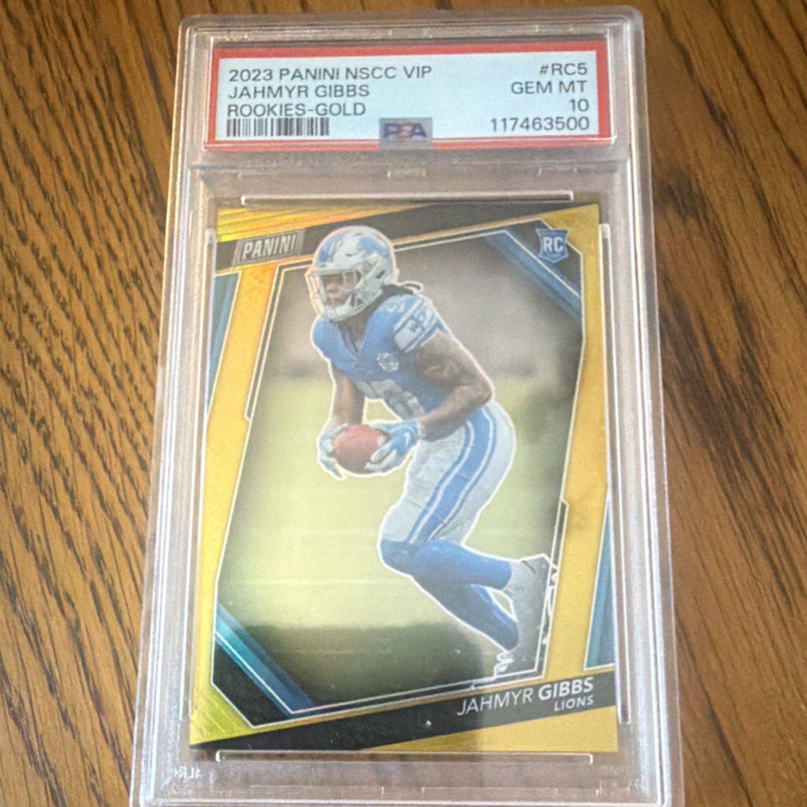 Panini 2023 NSCC VIP Gold Pack Jahmyr Gibbs Rookies Gold Prizm RC5 PSA 10 /10