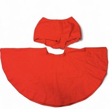 Vintage 1970s Homemade Red skirt and Bloomers Set For Kids- 12 Inch Waist