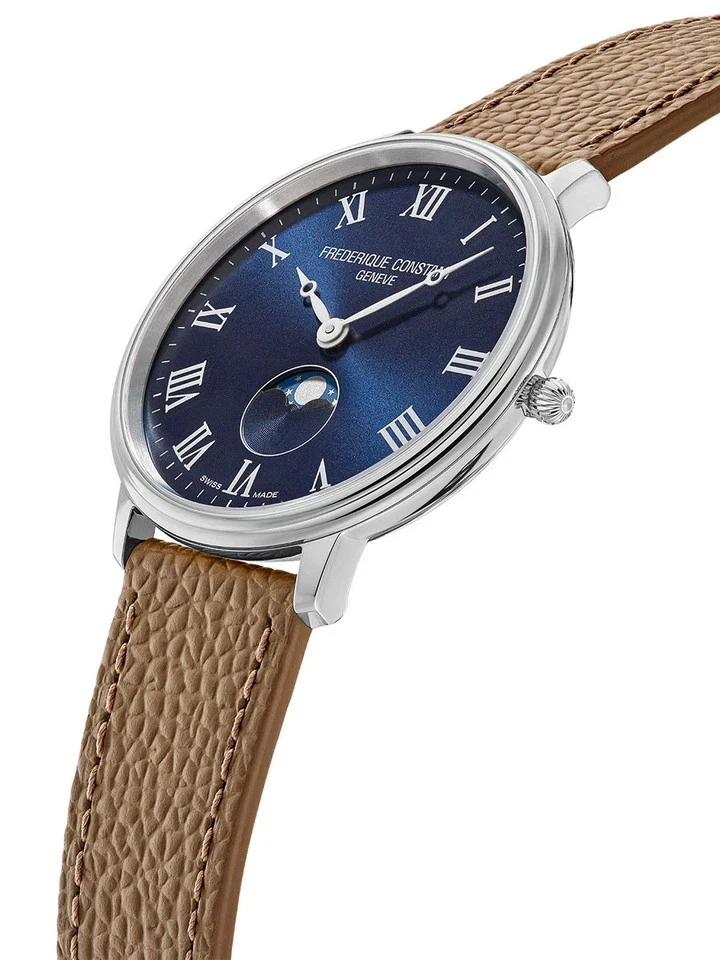 Reloj Hombre Frederique Constant Clásico Fase Lunar Cuarzo FC-206RN3S6 Cuero Foto 2 de 3