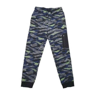 10-12 Husky Boys Blue/Green Camouflage Fleece Joggers With Zipper Pocket