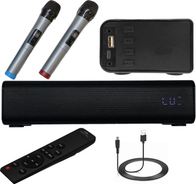 Wireless Bluetooth Karaoke Soundbar with 2 Microphones Portable Home Theater Sys