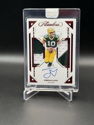2023 Panini Flawless Jordan Love Ruby Dual Patch Auto #10 /15 SEALED Jersey #
