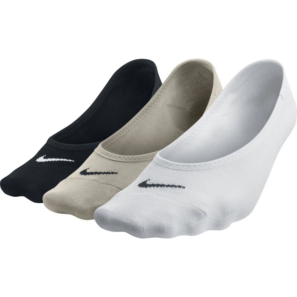 Nike Everyday Lightweight Footie Socks 3 Pair Pack Black White Beige - Image 3 of 4