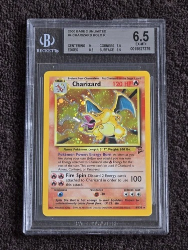 2000 Base Set 2 Unlimited Charizard Holo BGS 6.5 Pokemon Card No. 4/130