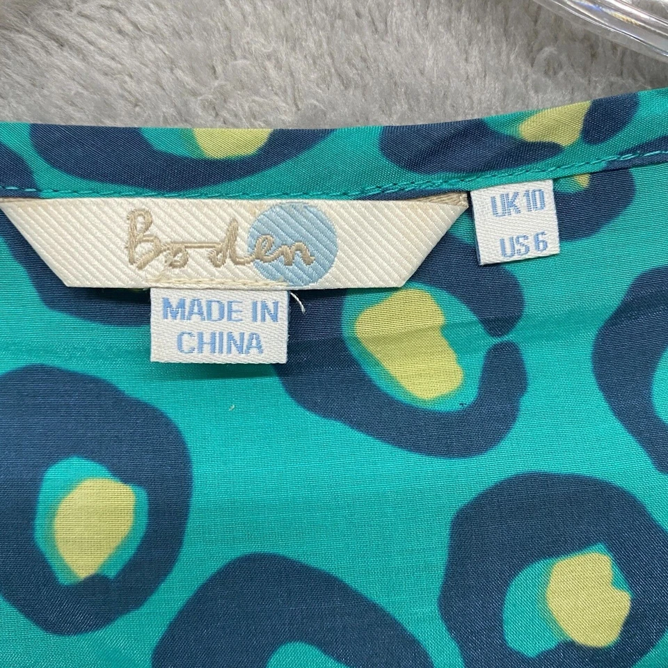 Camisa Boden para mujer 6 azul seda algodón camiseta sin mangas con cuentas pulóver ligero Foto 3 de 4