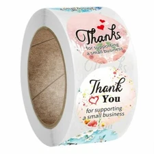 40 THANK YOU FOR SUPPORTING SMALL BUSINESS SEALS LABEL STICKERS 1" ROUND