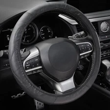 15" Universal PU Leather Car Steering Wheel Cover Fit for Most Cars, SUVs Coffee