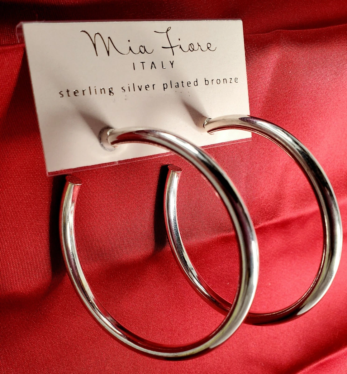 Mia Fiore Sterling Silver Plate Bronze Hoops Earrings Italy 1 7 8