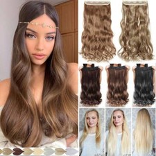 100 Real One Piece Clips in Hair Extensions As Human Hairpiece THICK Full Head