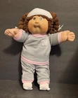 1982 Cabbage Patch Kid Brown Pigtails, Brown Eyes Gray Sweat Suit with Headband.