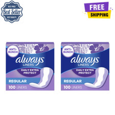 Daily Extra Protect Panty Liners, Regular Length, Unscented, 100 Count 2 Pack