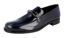 PRADA Leather Logo Penny Loafer Dress Shoes 2DB179 Navy Blue -  US 10 EU 43