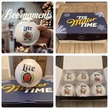 Miller Lite Beernament Christmas Ornament Set Of 6 - Fast Shipping In Hand Now