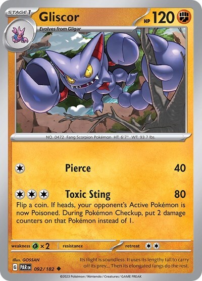 Pokemon Gliscor (92/281) Paradox Rift LP REVERSE HOLO