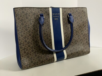 DKNY WHITNEY TOTE -SATCHEL SHOULDER BAG- BROWN, WHITE,BLUE (MSRP $268)