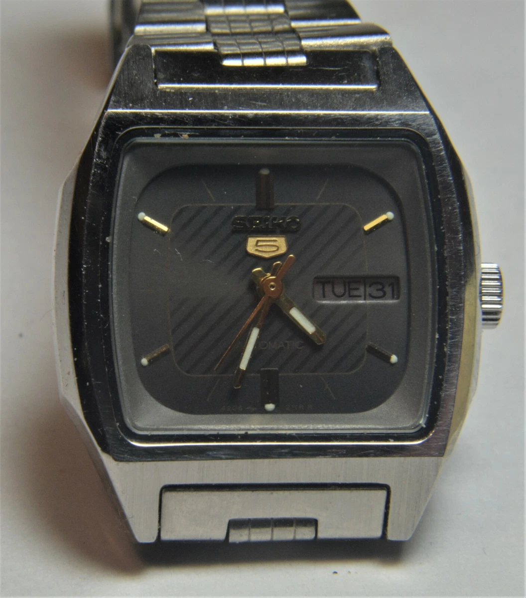VTG 1980 Seiko 5 Automatic 17j Women Day Date Stainless Watch 4208