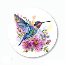 HummingBird in Wildflowers Favors Scrapbook Stickers Bird Labels Envelope Seals