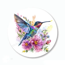 HummingBird in Wildflowers Favors Scrapbook Stickers Bird Labels Envelope Seals