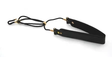 Brancher Saxophone Strap - Strip Style Black Leather- Matte Hook