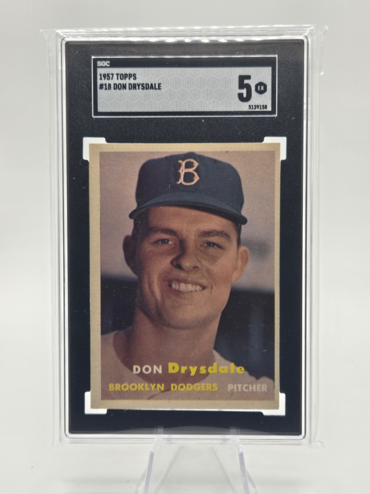 1957 Topps - #18 Don Drysdale (RC) SGC 5