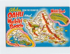 Postcard Aloha from the Island of Oahu & Waikiki Beach Hawaii USA North America