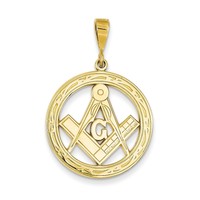 14k Yellow Gold Masonic Round Charm Pendant - 34.5x10mm on sale 14k Yellow Gold Masonic Round Charm Pendant - 34.5x10mm on sale