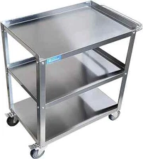 NSF Stainless Steel Table & Work Commercial 3-Shelf Cart on Wheels, Heavy Duty