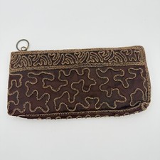 Vintage Brown Satin with Gold Chain Pattern Rectangle Clutch without Strap