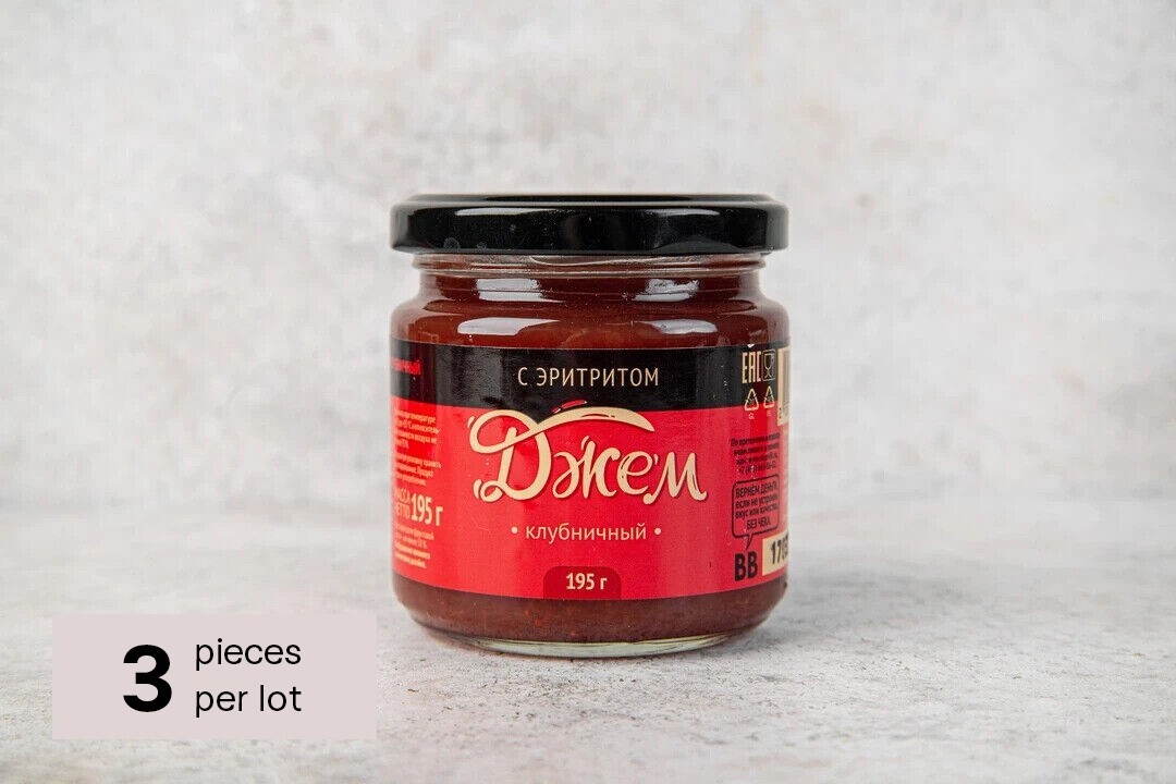 3 x VkusVill Strawberry Jam with Erythritol No Sugar Natural 195g (6.87